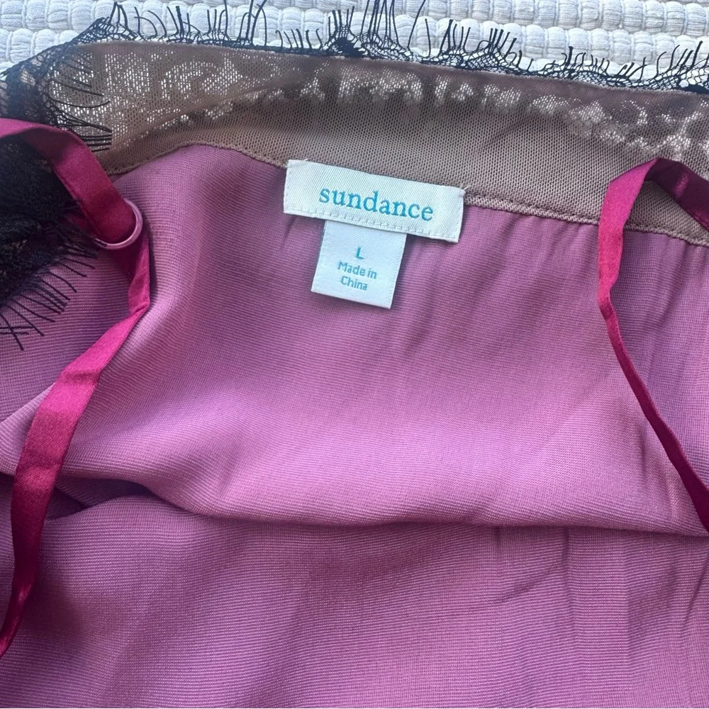 Sundance Silk Velvet Lace Slip Dress Burgundy Bias Cut Midi Size L